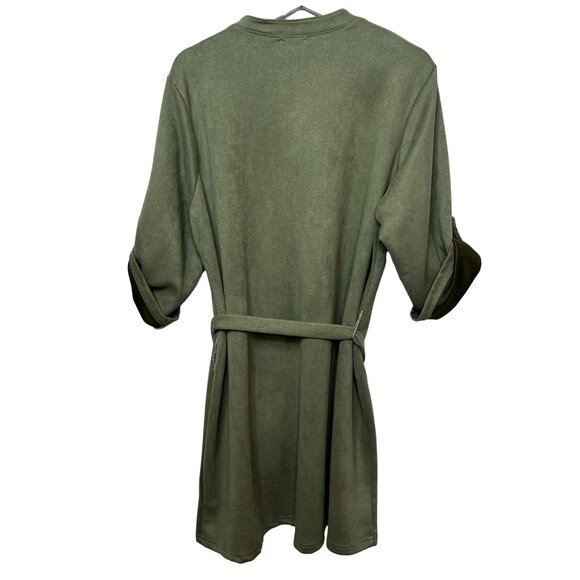 J for Justify Womens 3X Faux Suede Tunic Top Button Front Belted Casual Plus - Picture 2 of 13